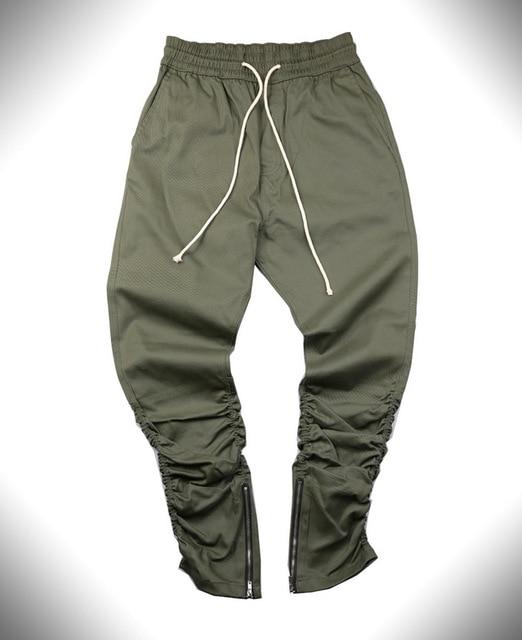 Khaki Jogger Pants Zipper Bottom