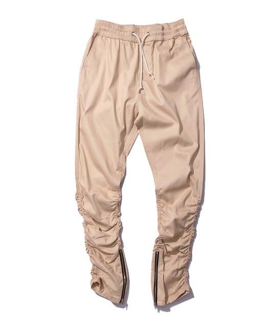 Khaki Jogger Pants Zipper Bottom