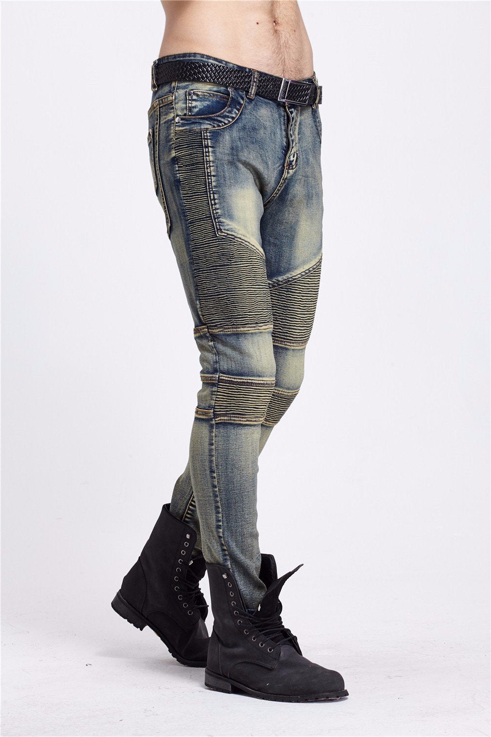 Mens Skinny Biker Jeans