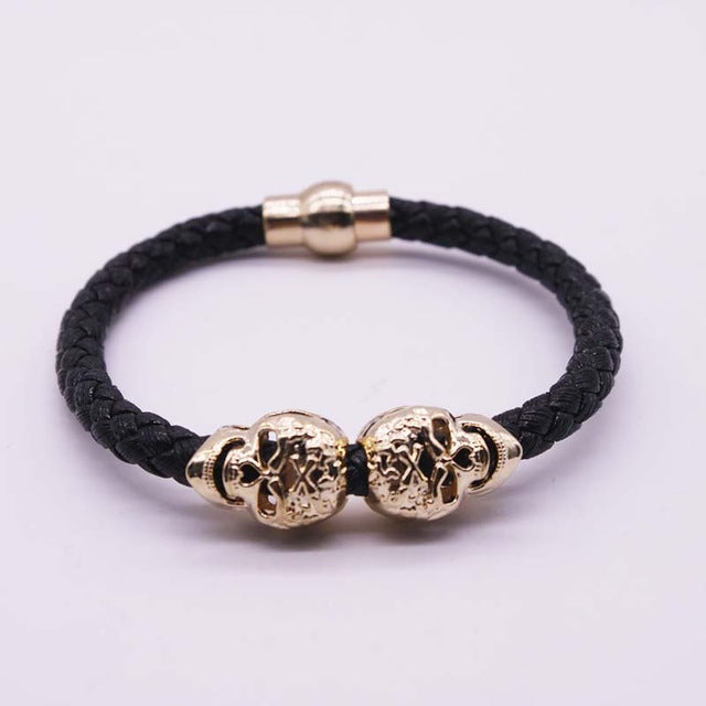 Gold Skull Bracelet Punk Wrap Bracelet