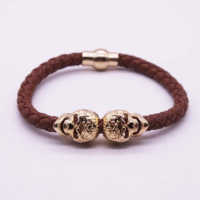 Gold Skull Bracelet Punk Wrap Bracelet