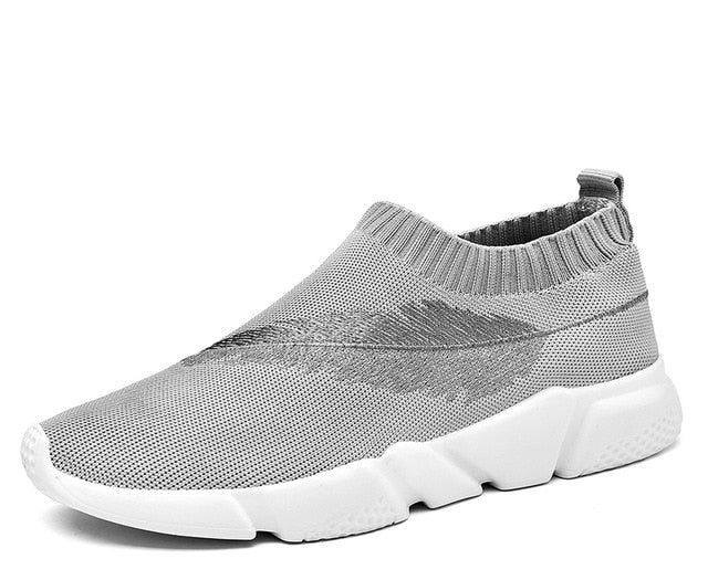 Feather Socks Shoes Slip on Trainers - Grey