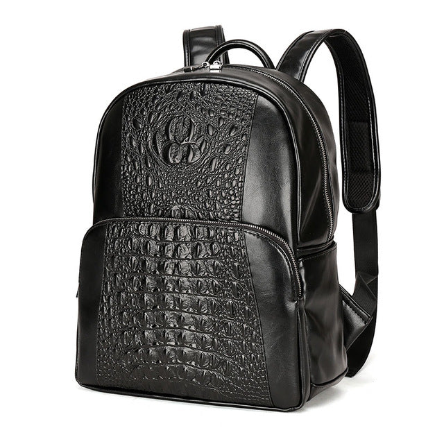 Vegan Leather Crocodile Men&#39;s Backpack