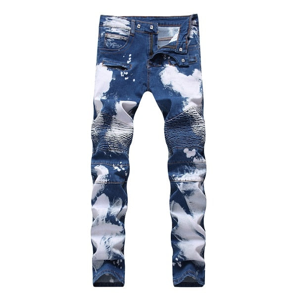 New! Biker Washed Cotton Skinny Ripped Jeans