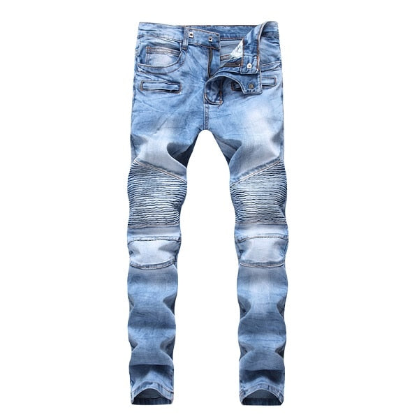 New! Biker Washed Cotton Skinny Ripped Jeans