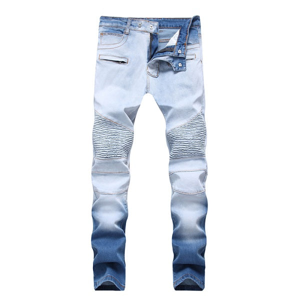 New! Biker Washed Cotton Skinny Ripped Jeans