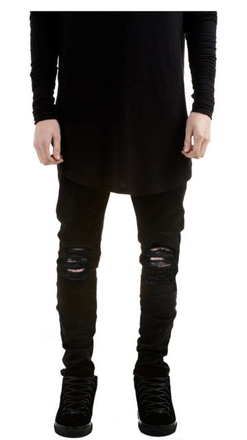 Black Ripped Jeans With Holes - Super Skinny