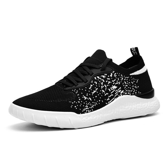 &quot;The Player&quot; Non Slip Soft Mesh Sneaker -  Black on White Splatter