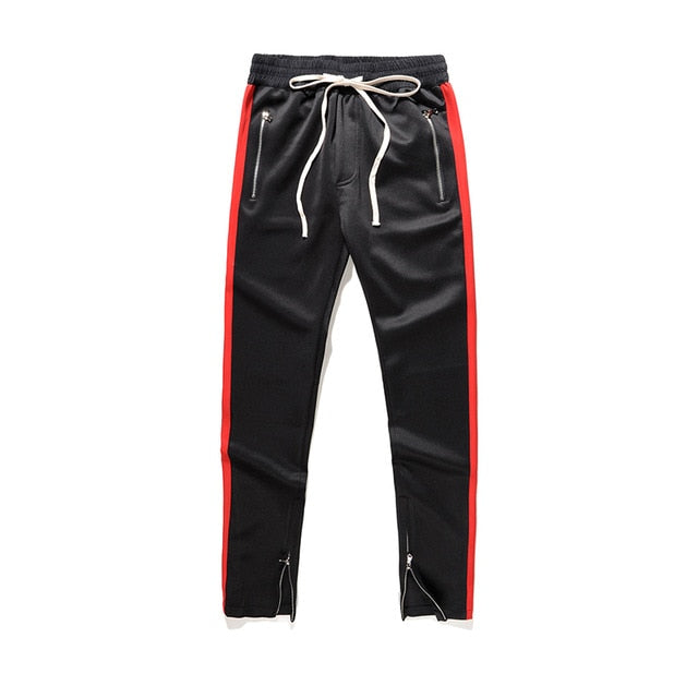 Side Patchwork Side Zipper Track Pants