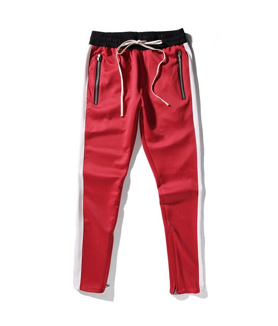 Side Patchwork Side Zipper Track Pants